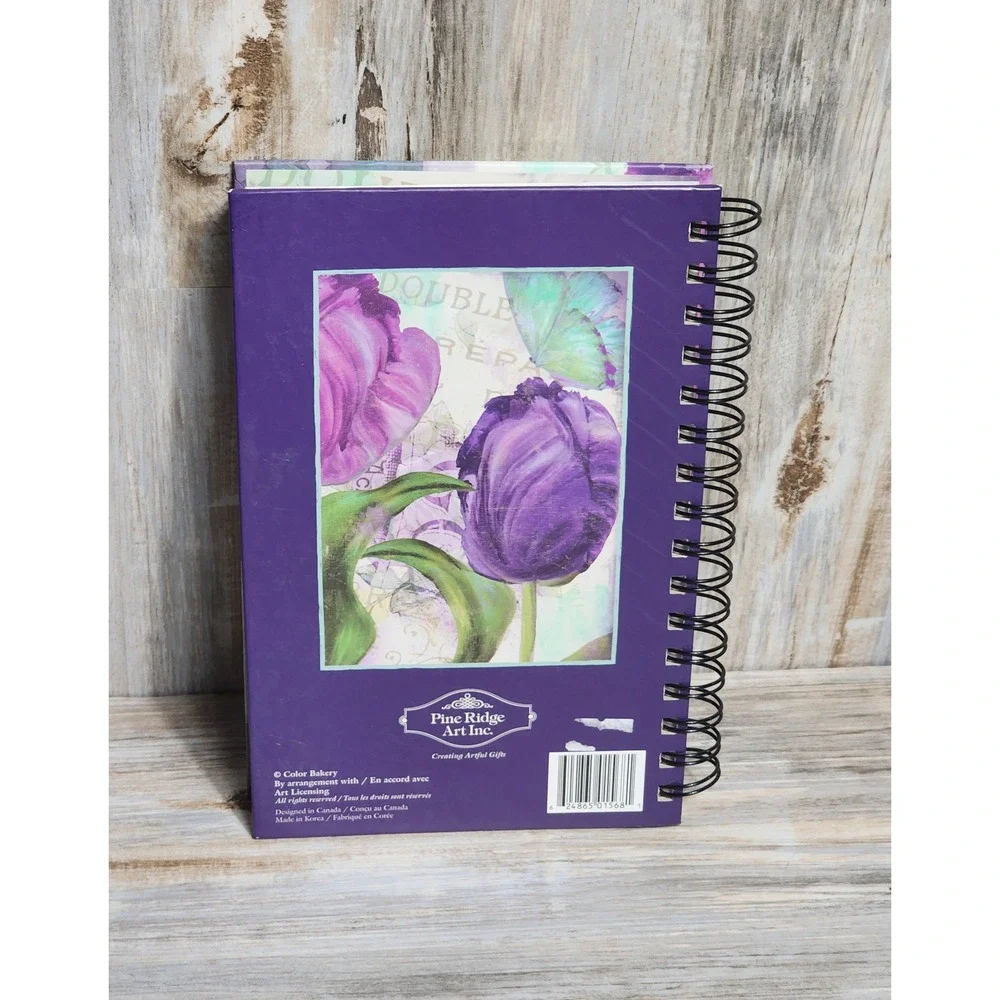 Pine Ridge Art Inc Color Bakery Purple Tulip Butterfly Spiral Lined Journal
